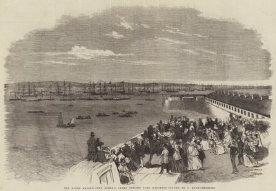 De marineparade, het jacht van de koningin passeert Fort Monckton door Samuel Read